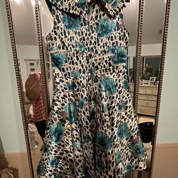 Tatyana Teal and Black Leopard Print Dress - Picture 3 of 5